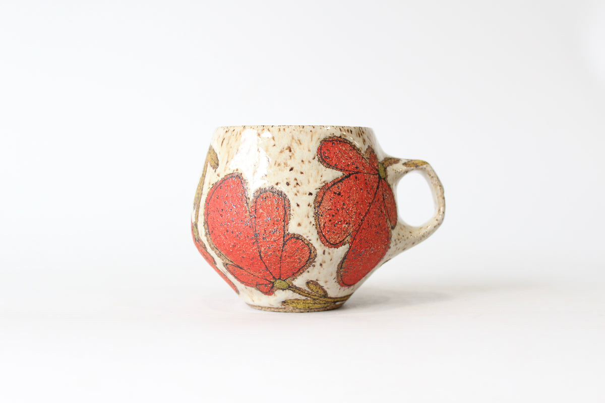 030. Red Flower Mug - 12oz.
