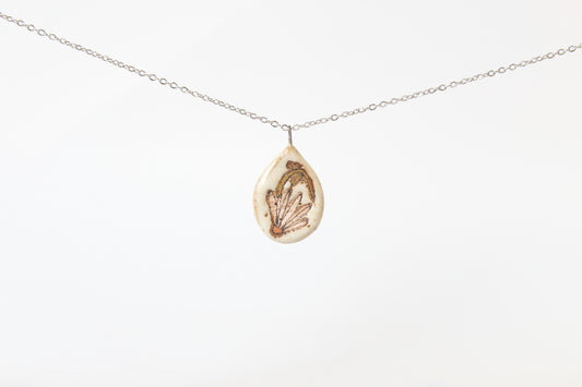 102. Pink Coneflower Disc Necklace - 1" x 2"