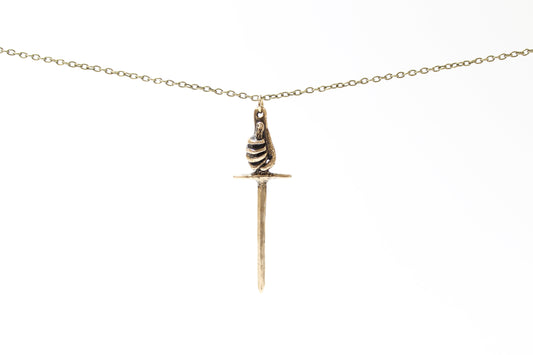 BRONZE Ace of Swords Pendant Necklace. 1" x 2.5" Select chain length 18 or 24 inch