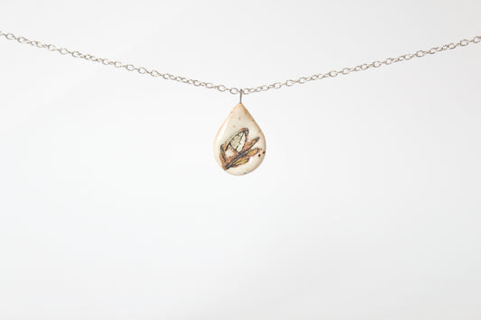 211. Light Teal Bird Disc Necklace - 1" x 2"