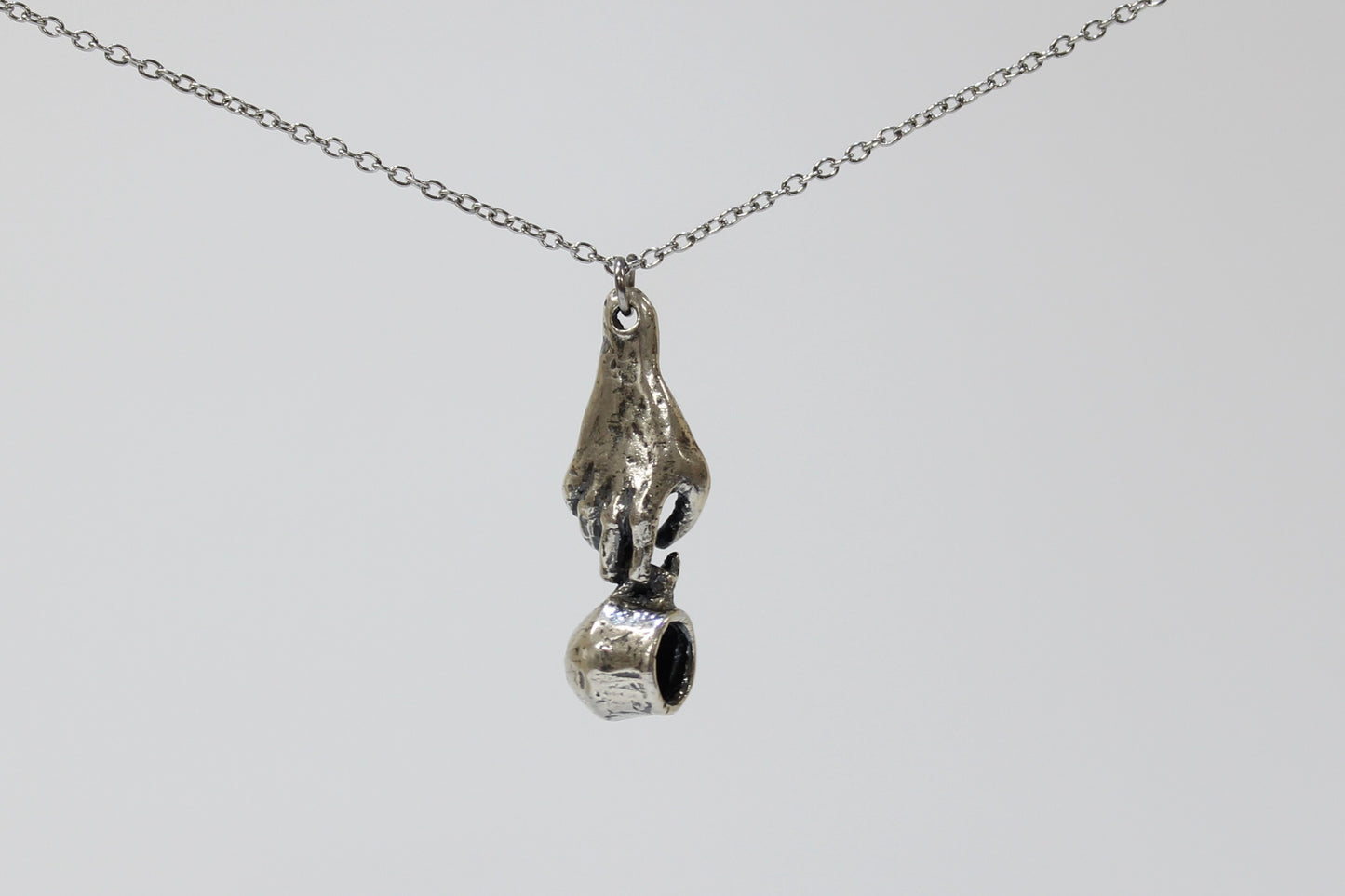 SILVER Ace of Cups Pendant Necklace. Sterling silver. 1" x 2". Select chain length 16, 18, 20 inch