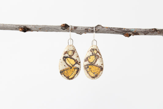112. Yellow Bird Stack Disk Earrings - 1"