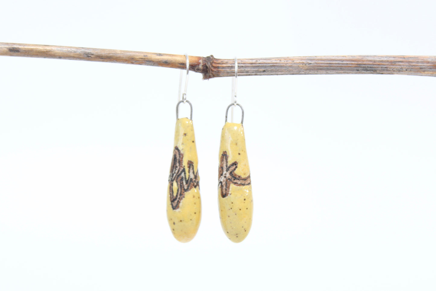 237. Yellow Fuck Drop Earrings - 1" x 1.5"