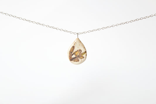 202. Yellow Bird Disc Necklace - 1" x 2"