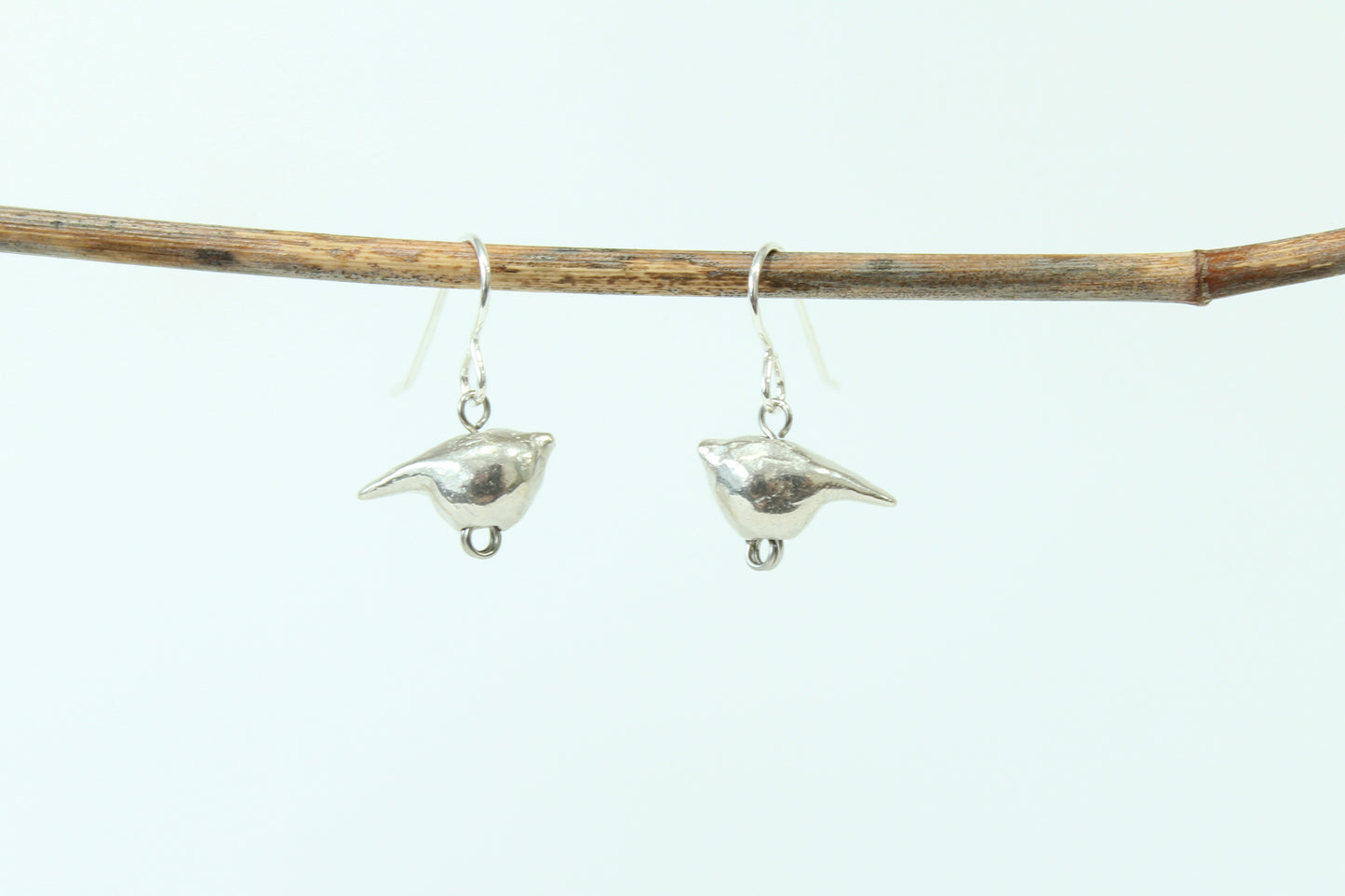 SILVER Bird Earrings. Sterling silver hooks. 5/8"