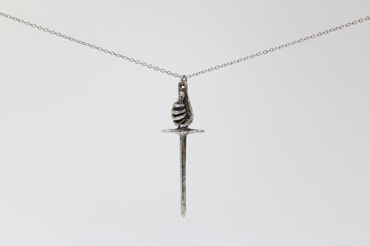 SILVER Ace of Swords Pendant Necklace. Sterling silver. 1" x 2.5". Select chain length 16, 18, 20 inch