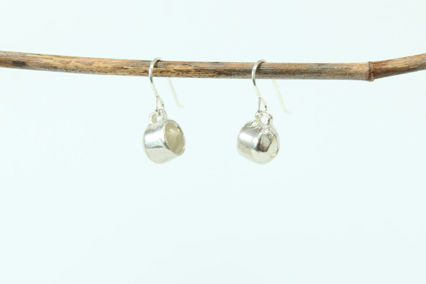 SILVER Muggie Earrings. Sterling silver hooks. Mug is 1/4" tall