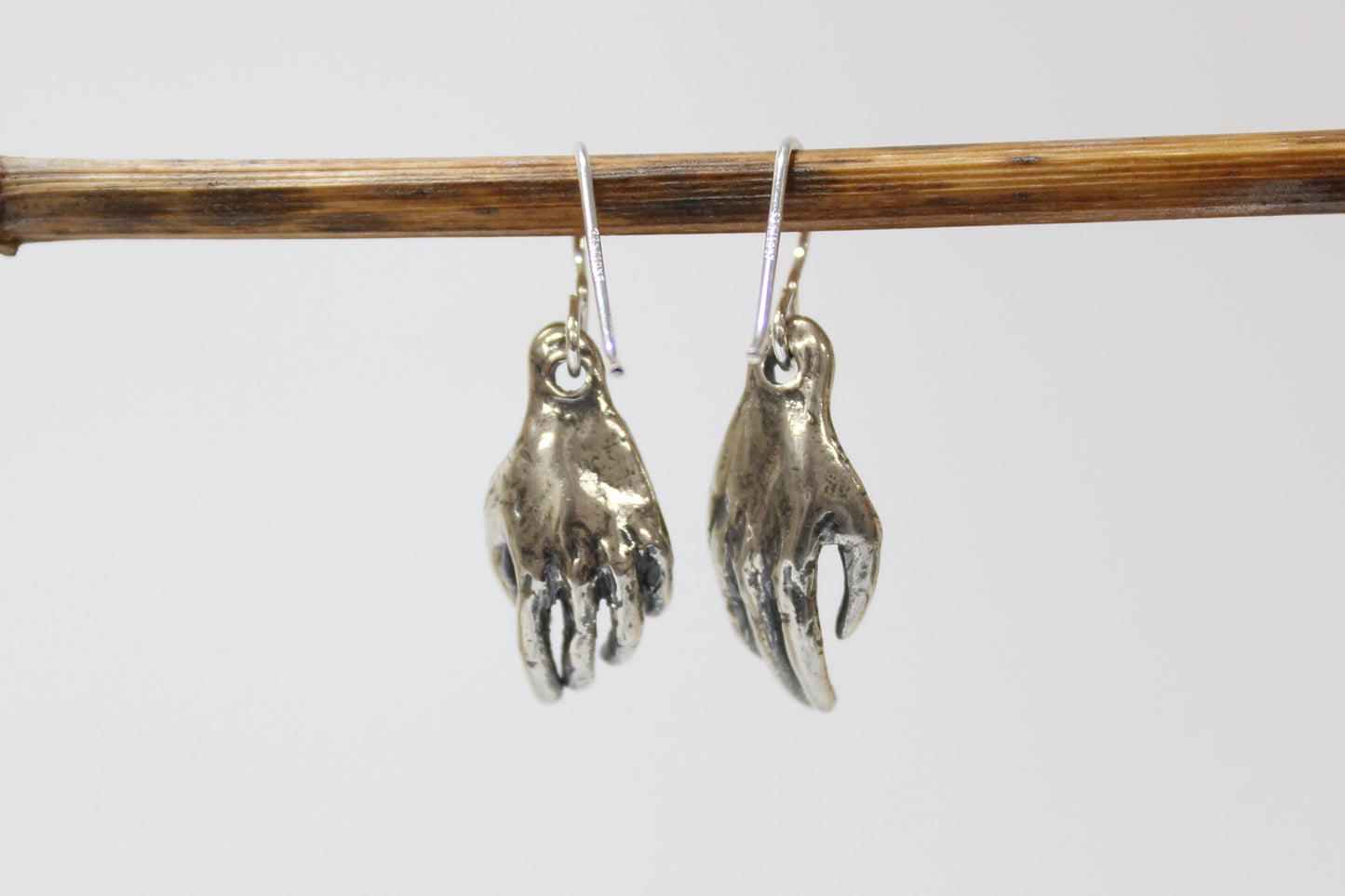 Hands Earrings. Sterling silver. 1" x 1/2"