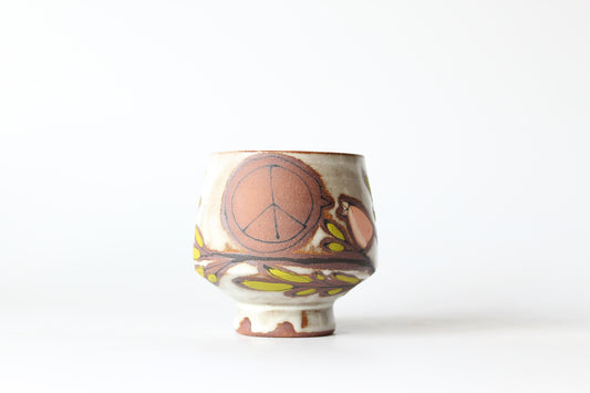 038. Pink Peace Bird Cup (no handle) 7oz. (new red clay!)