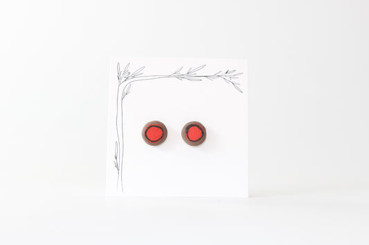 098. Red Dot Stud Earrings on stainless steel stud with stabilizer backs - 3/8"