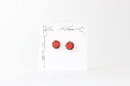 099. Red Dot Stud Earrings on stainless steel stud with stabilizer backs - 3/8"