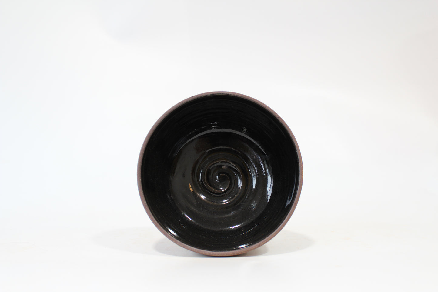 092. Bowl - Light Blue Birds Raw with Black Glazed Interior -  5.75'' x 5.75'' x 3.25''