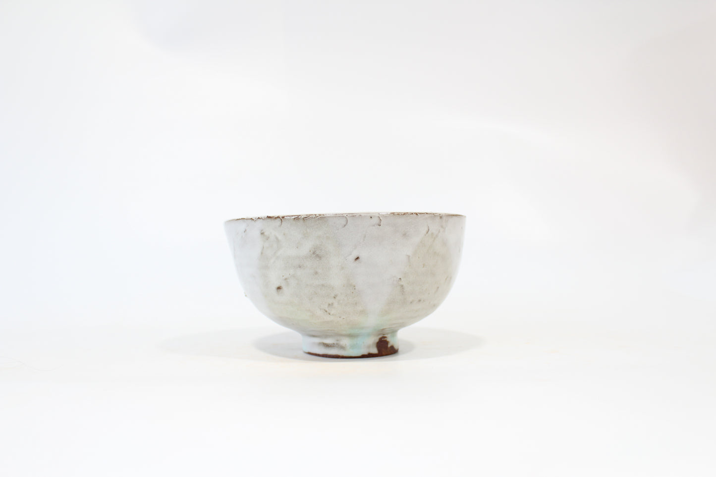 093. Bowl - White and Turquoise Glaze -  6'' x 6'' x 3.5''