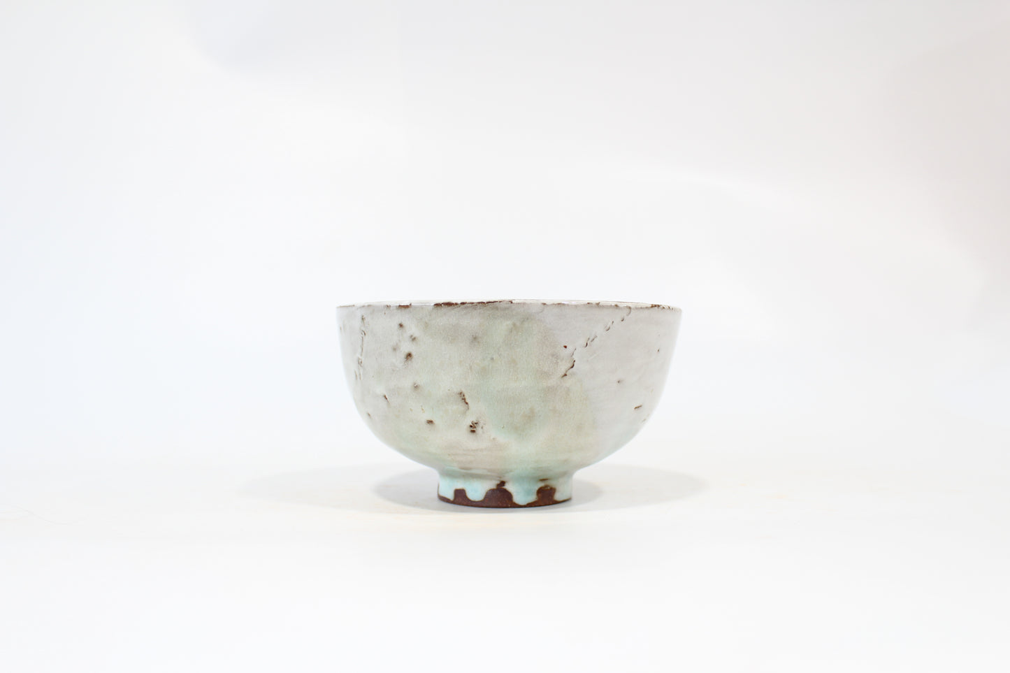 093. Bowl - White and Turquoise Glaze -  6'' x 6'' x 3.5''