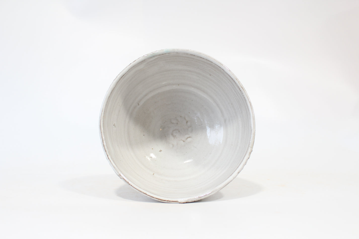 093. Bowl - White and Turquoise Glaze -  6'' x 6'' x 3.5''