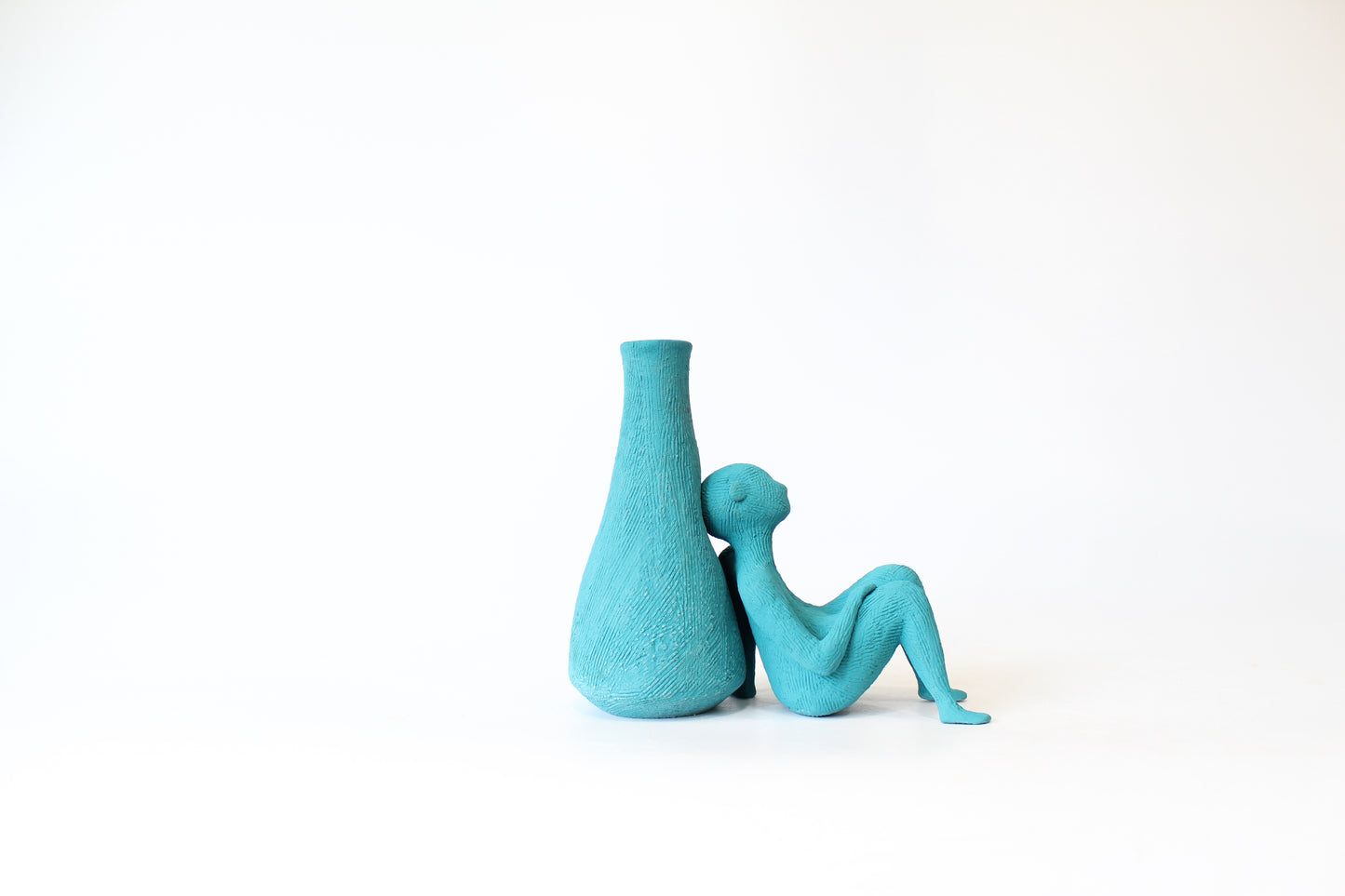003. Teal Vase Buddy - 5.5" height x 3" width x 6" depth (two pieces)