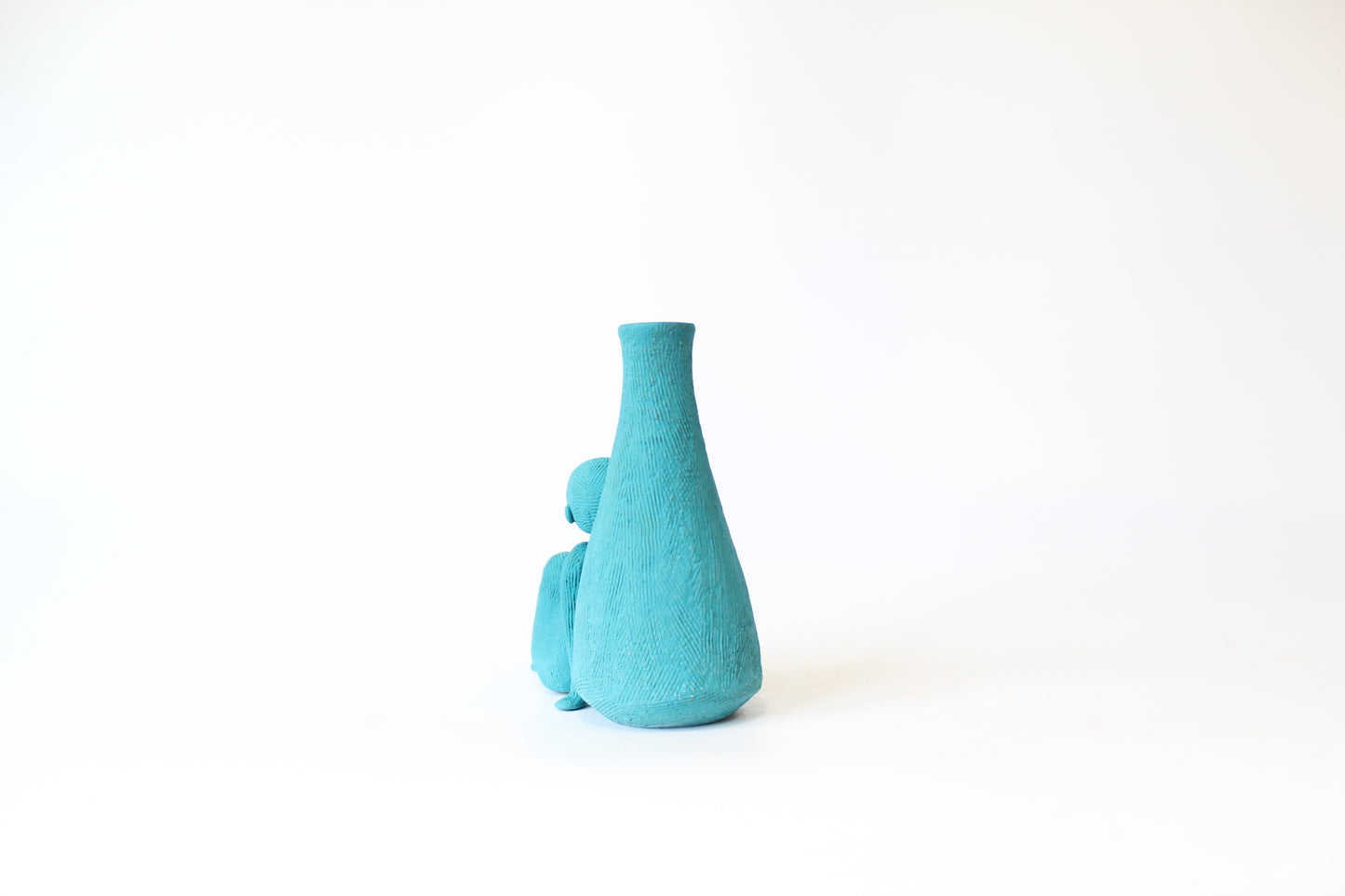 003. Teal Vase Buddy - 5.5" height x 3" width x 6" depth (two pieces)