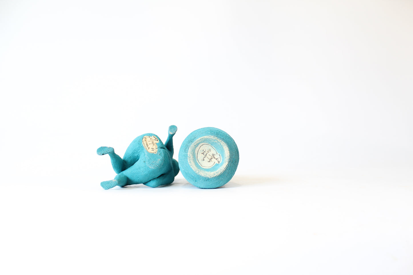003. Teal Vase Buddy - 5.5" height x 3" width x 6" depth (two pieces)