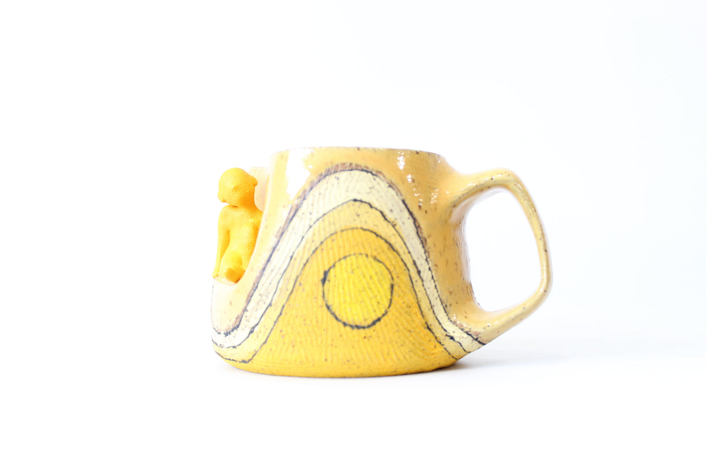 007. Yellow Wave with Circles Textured Buddy Mug - 12oz.