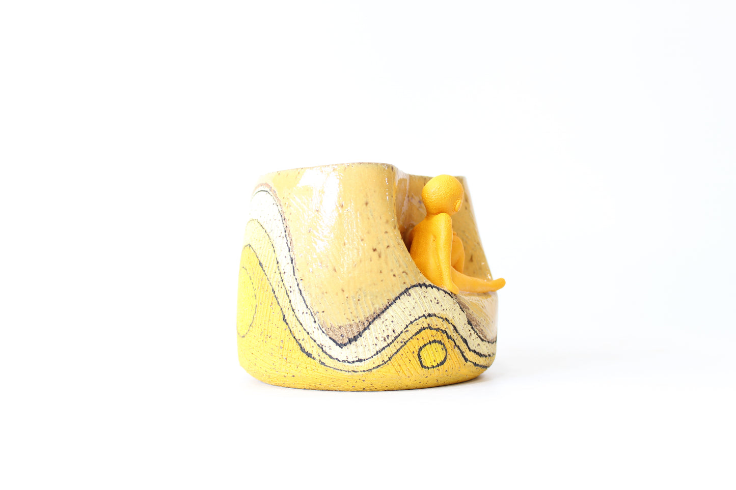 007. Yellow Wave with Circles Textured Buddy Mug - 12oz.