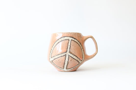 PRE-SALE Textured Peace Sign Mug. Small (9-11 oz), medium (12-14 oz) or large (15-17 oz). 4-10 weeks