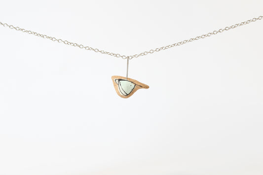 071. Light Teal Underglaze Bird Necklace - 1" x 1"