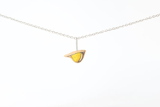 072. Yellow Underglaze Bird Necklace - 1" x 1"