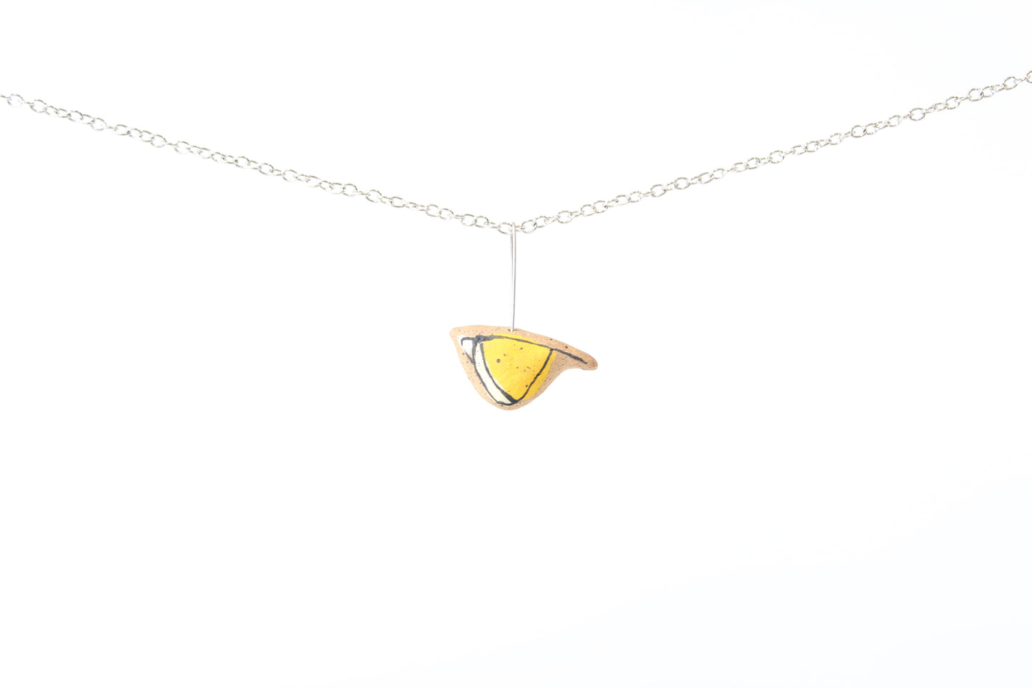 073. Yellow Underglaze Bird Necklace - 1" x 1"