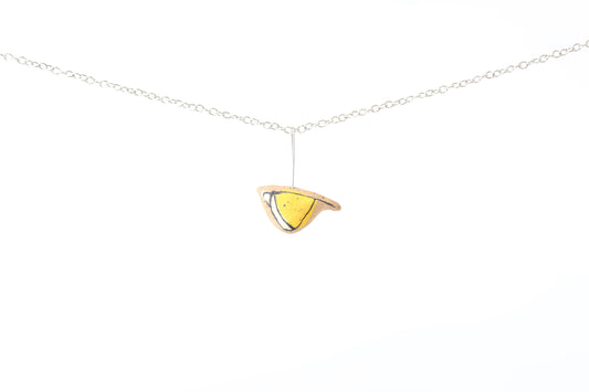 073. Yellow Underglaze Bird Necklace - 1" x 1"