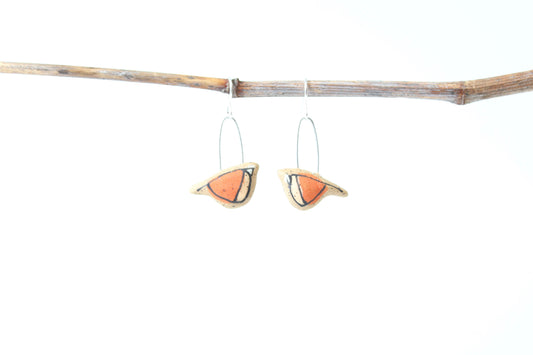 061. Orange Bird Earrings - 1"