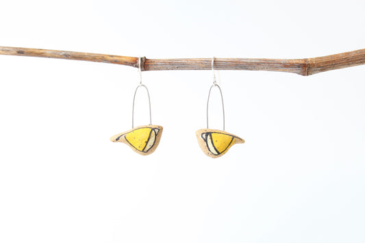 064. Yellow Bird Earrings - 1"
