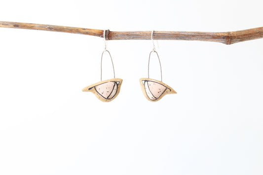 067. Pink Bird Earrings - 1"