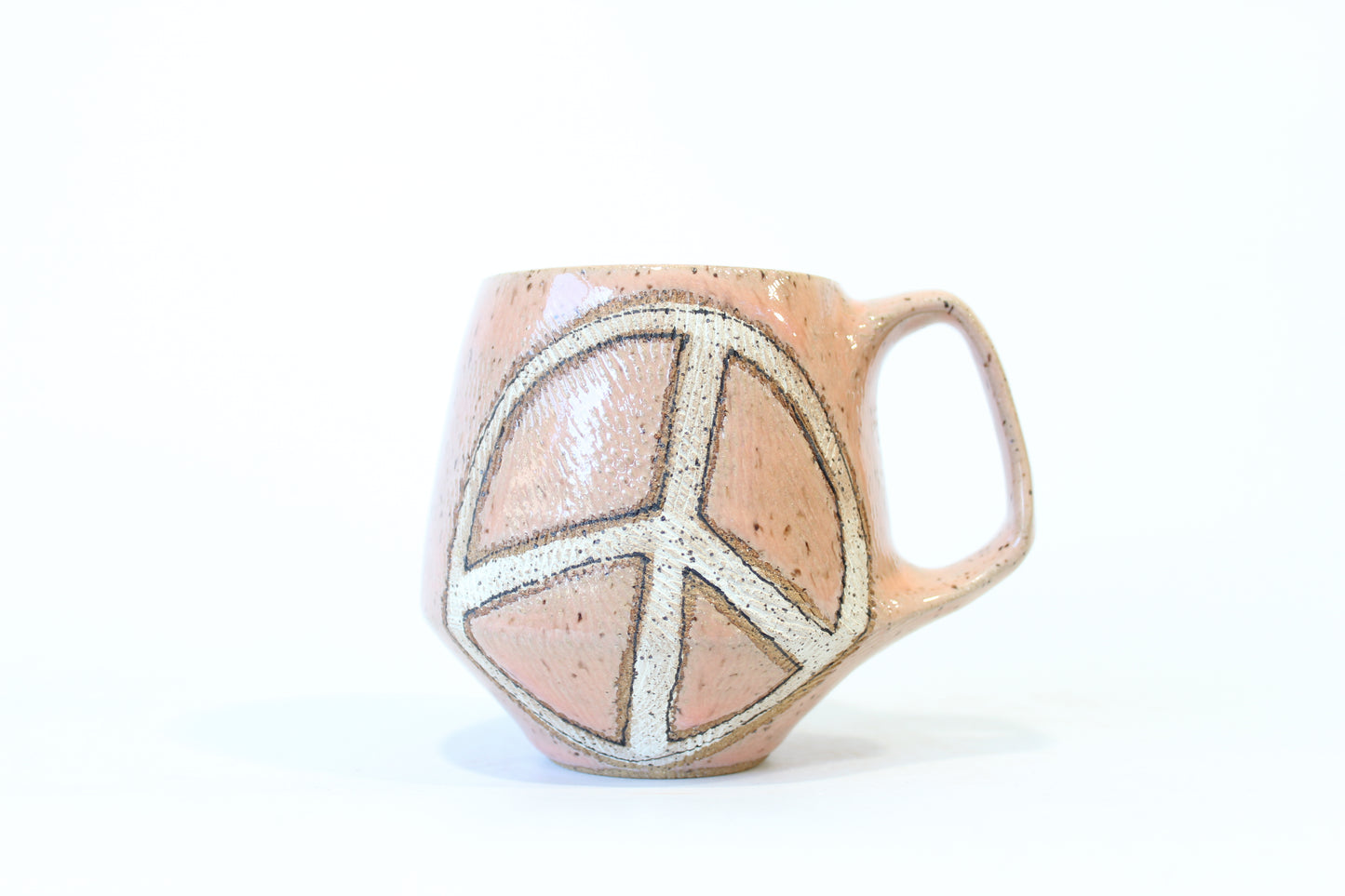 028. Textured Peace Sign Mug - Pink - 16oz.
