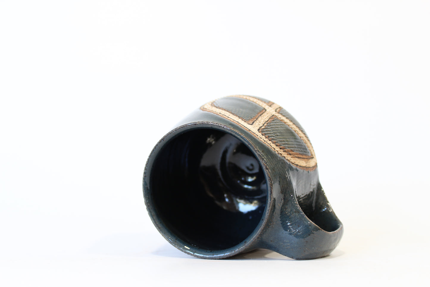 029. Textured Peace Sign Mug - Dark Blue - 14oz.