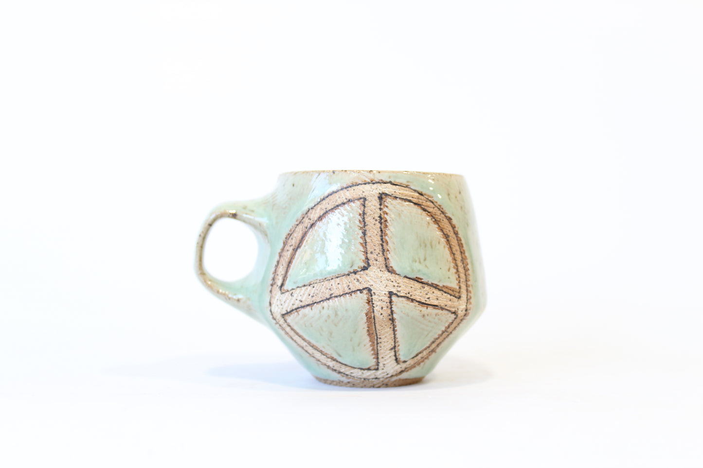 030. Textured Peace Mug - Turquoise Glaze - 10oz.