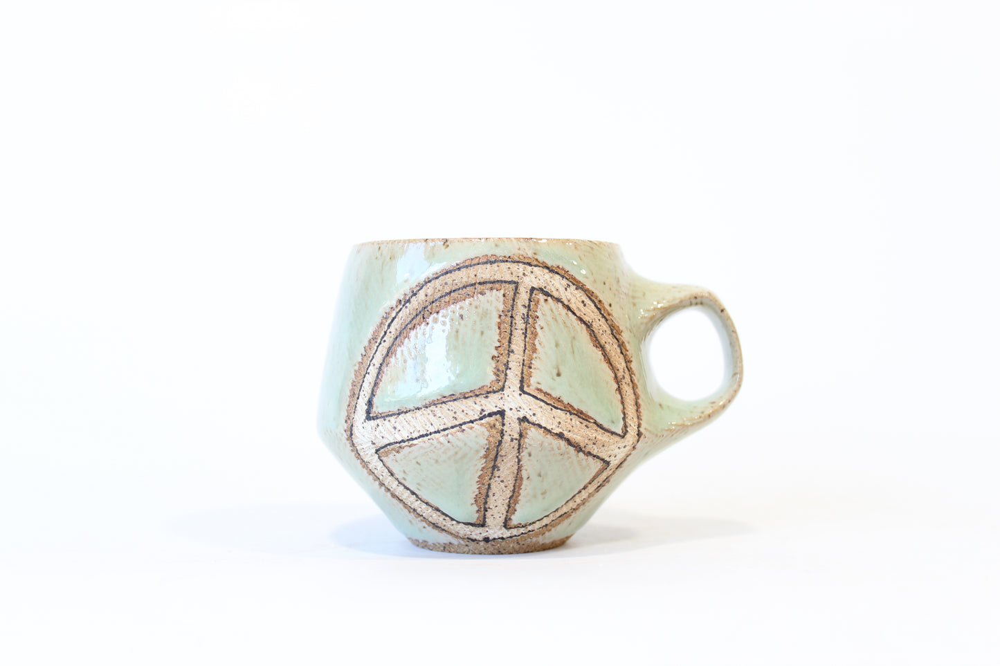 030. Textured Peace Mug - Turquoise Glaze - 10oz.