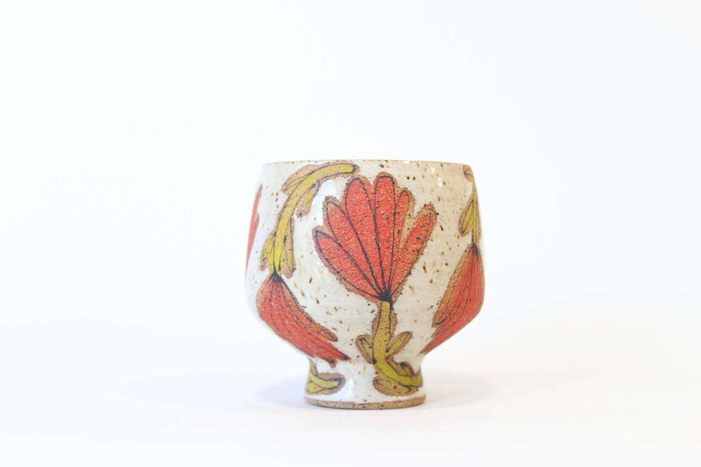 037. Red Flowers Cup (no handle) - 8oz.
