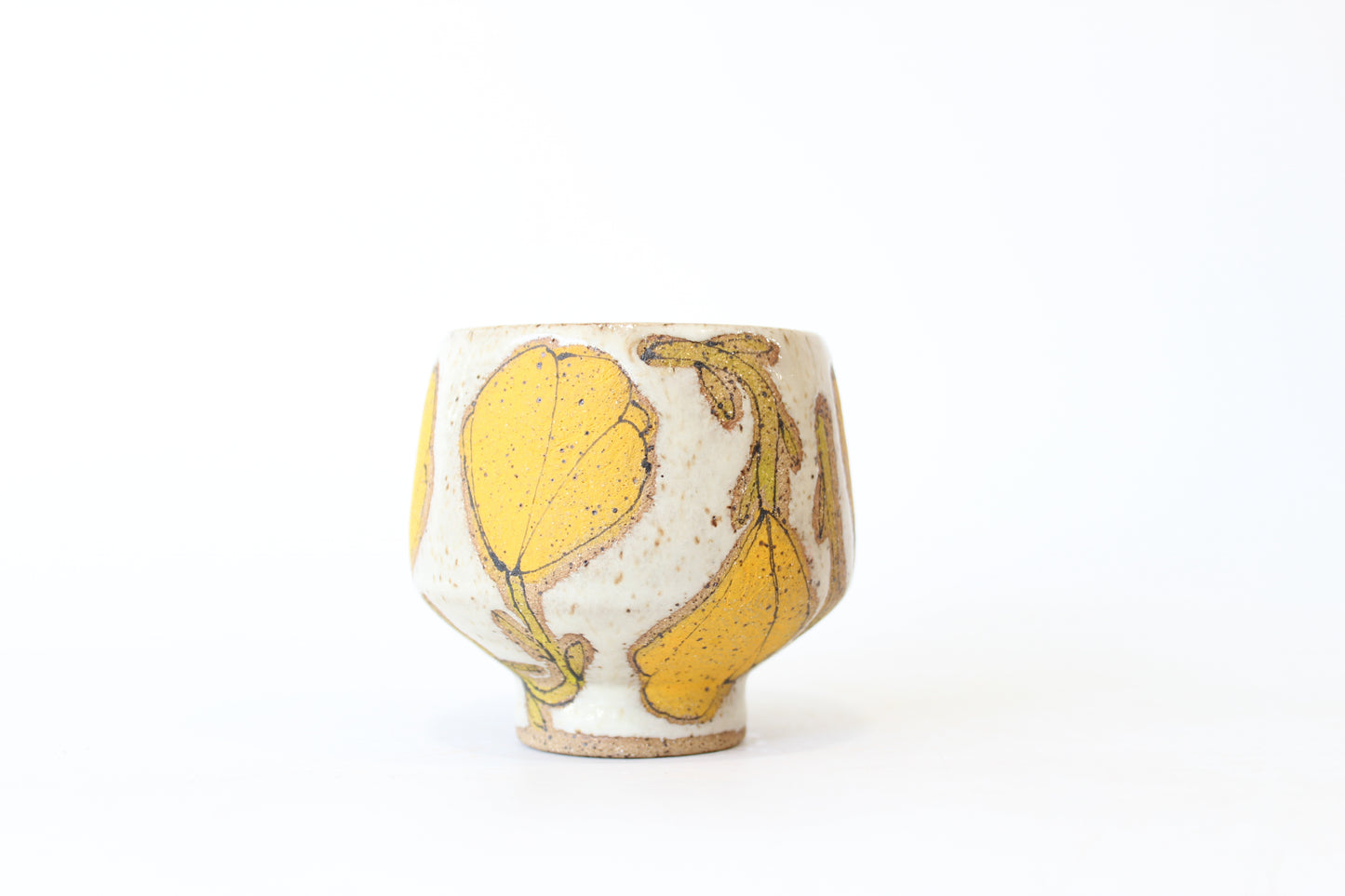 038. Yellow Flowers Cup (no handle) - 8oz.