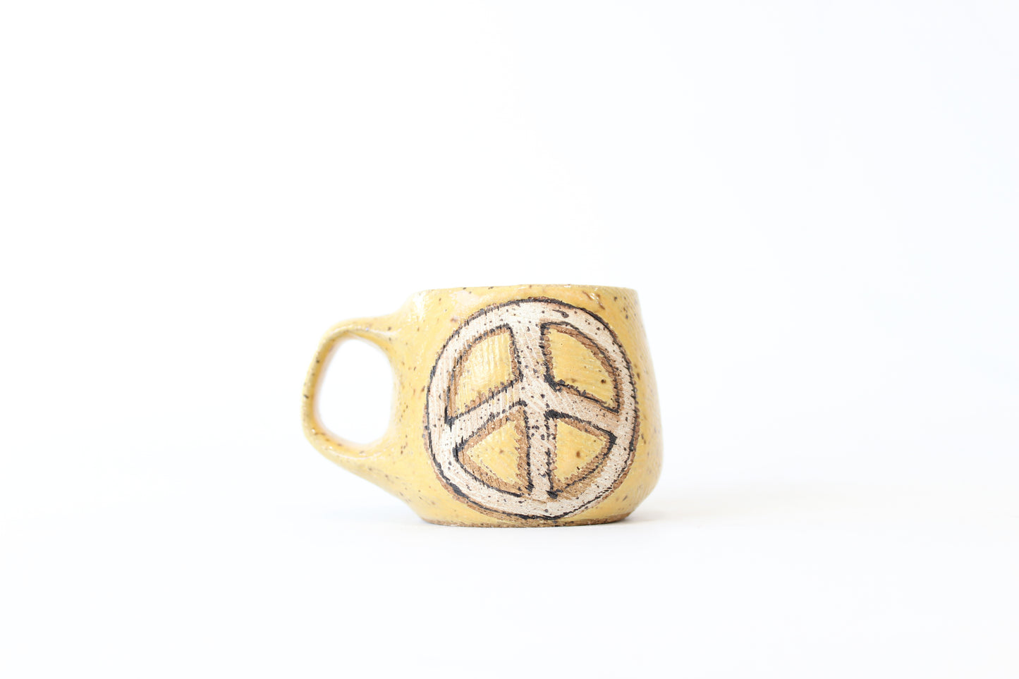 067. Textured Peace Sign Mug - Yellow - Ornament size - 2 oz.