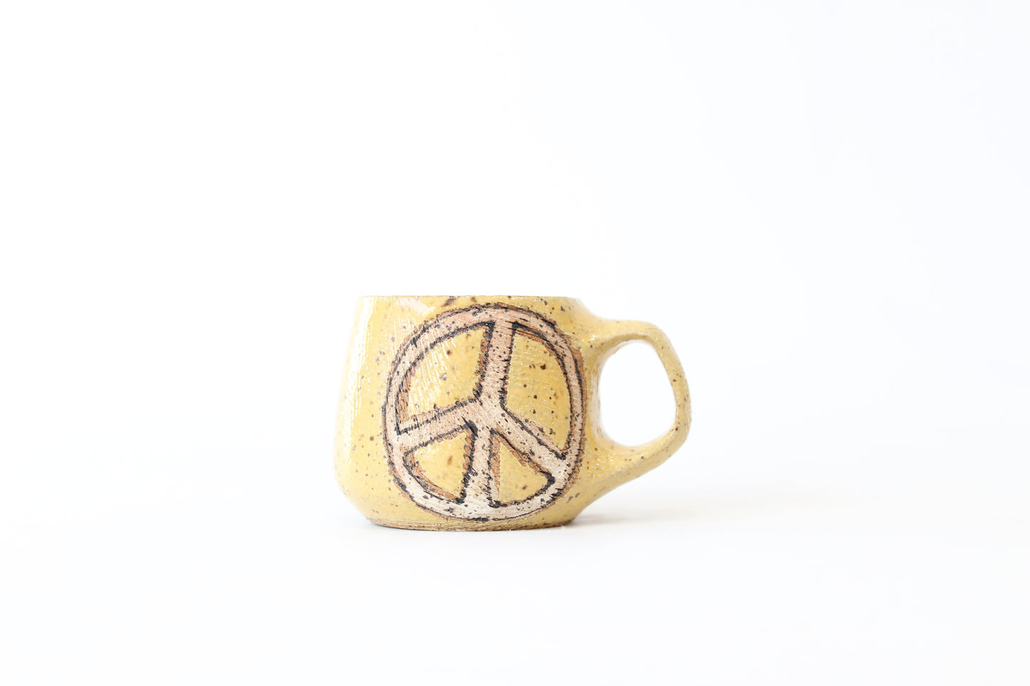 067. Textured Peace Sign Mug - Yellow - Ornament size - 2 oz.