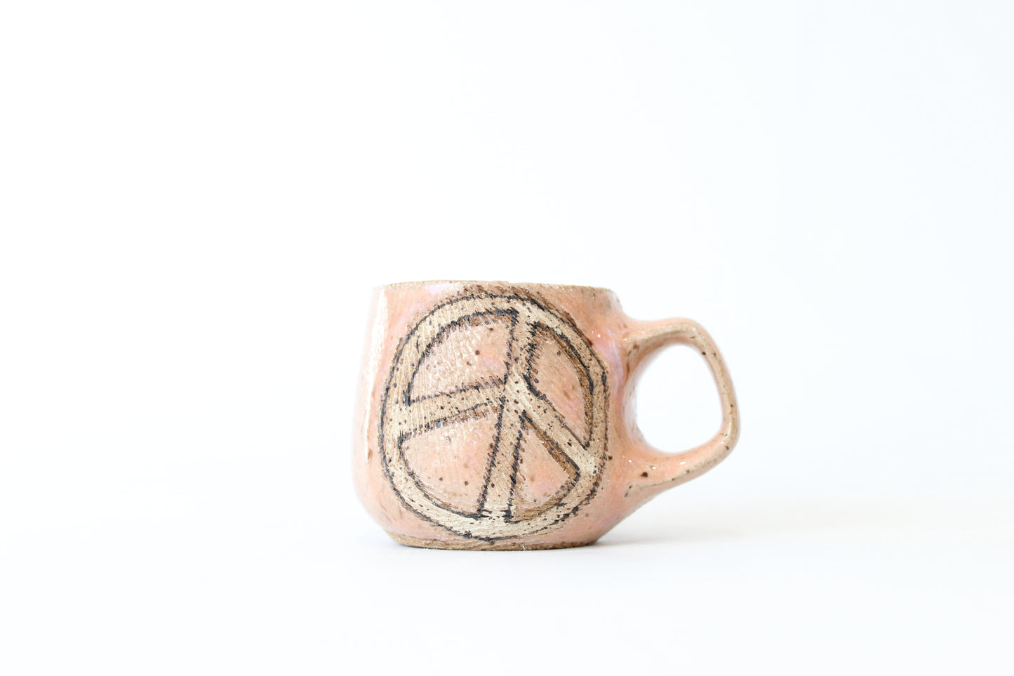 068. Textured Peace Sign Mug - Pink - Ornament size - 2 oz.
