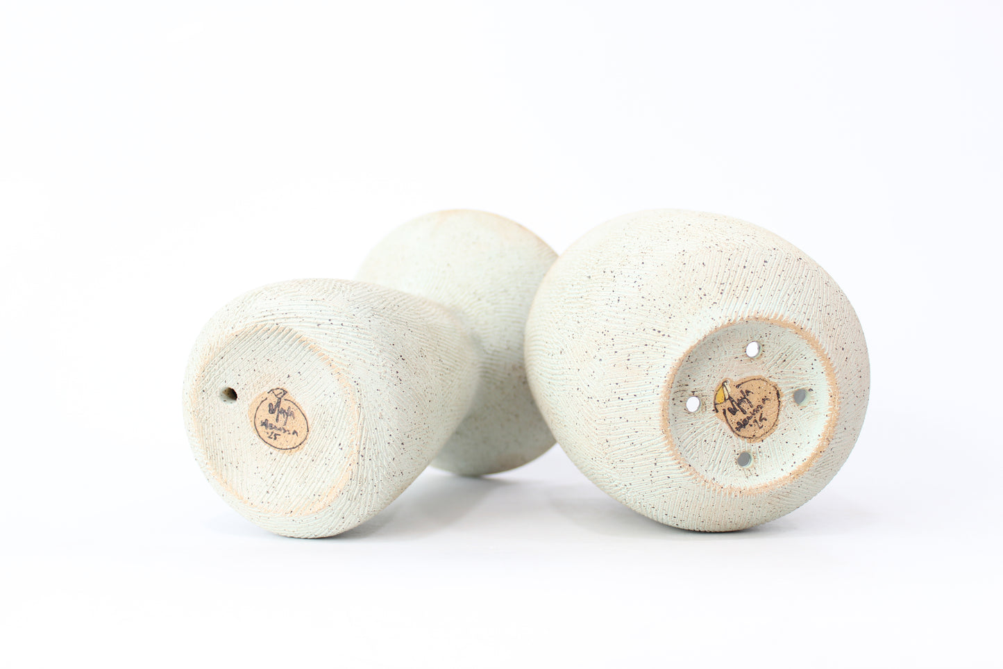 053. Textured Pedestal Planter - Light Turquoise - medium pot - 9.75''h x 5.25''w