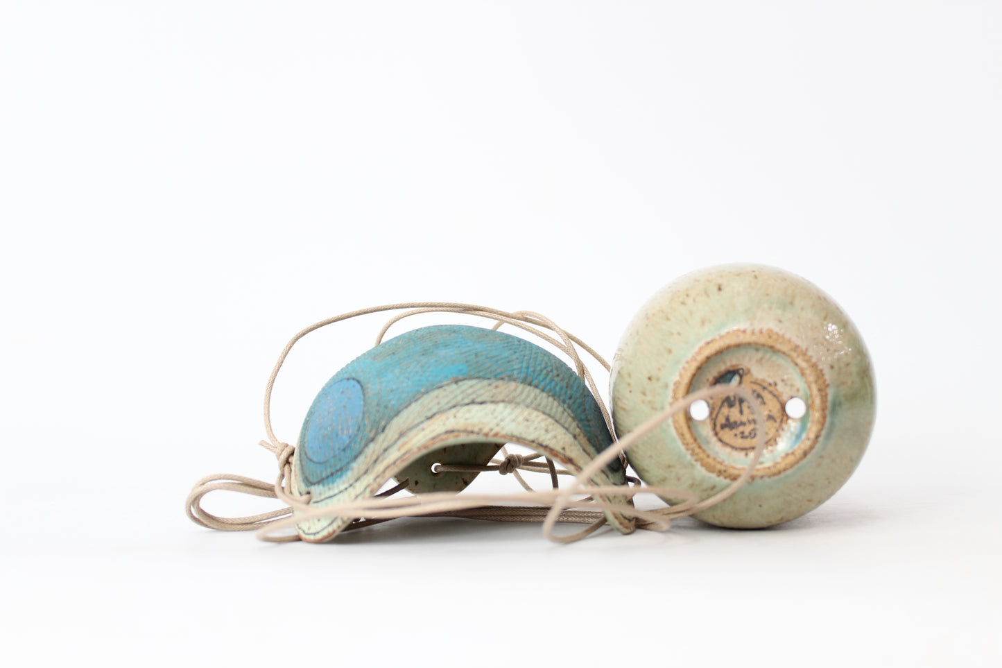 050. Textured Blue Wave with Circles Planter - small pot -  3.5''h x 4''w