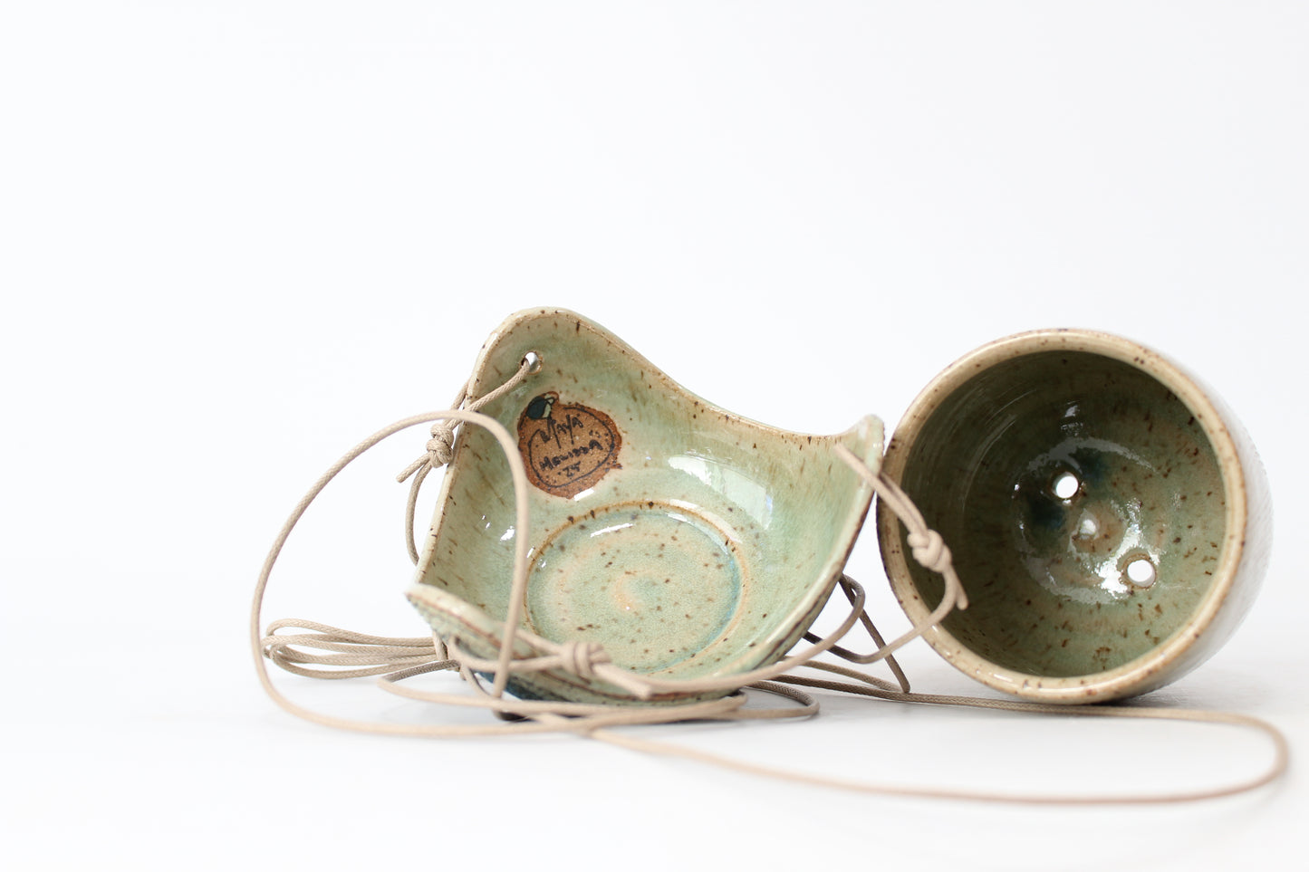 050. Textured Blue Wave with Circles Planter - small pot -  3.5''h x 4''w