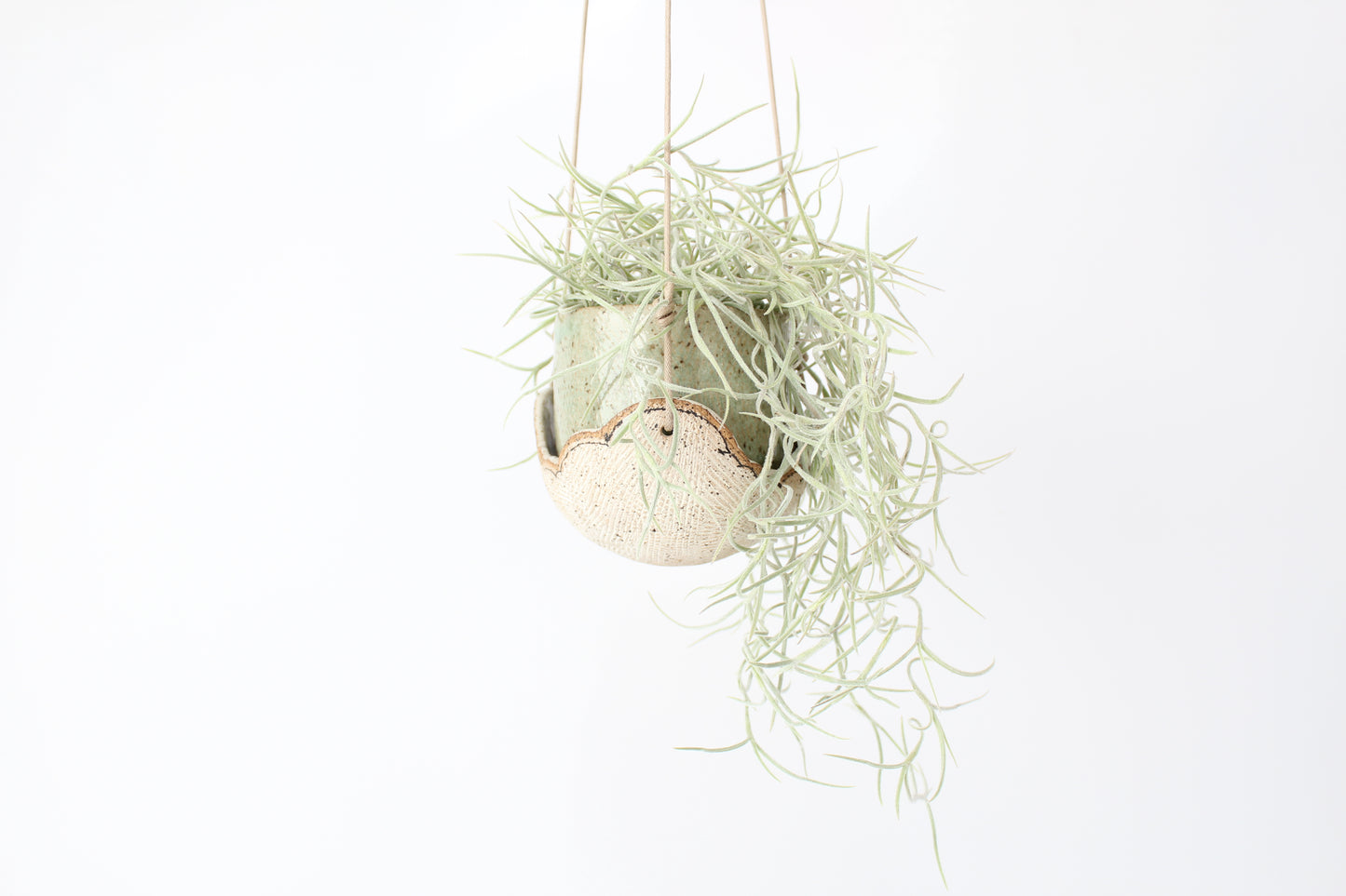 049. Textured Cloud Hanging Planter - Light Turquoise - small pot - 3.5''h x 4''w