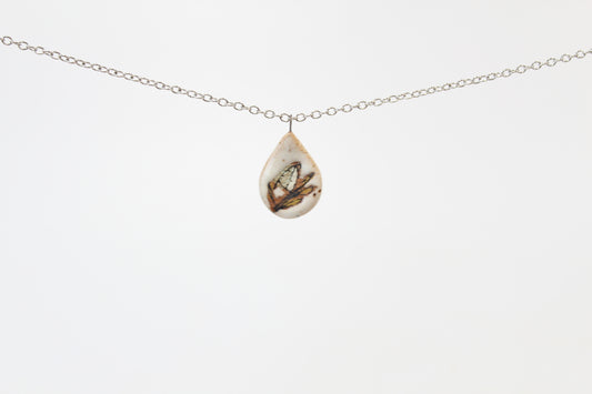 211. Light Teal Bird Disc Necklace - 1" x 2"