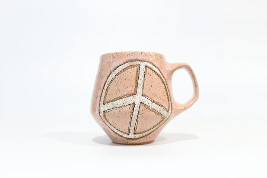 076. Pink Textured Peace Sign Mug - 15oz.