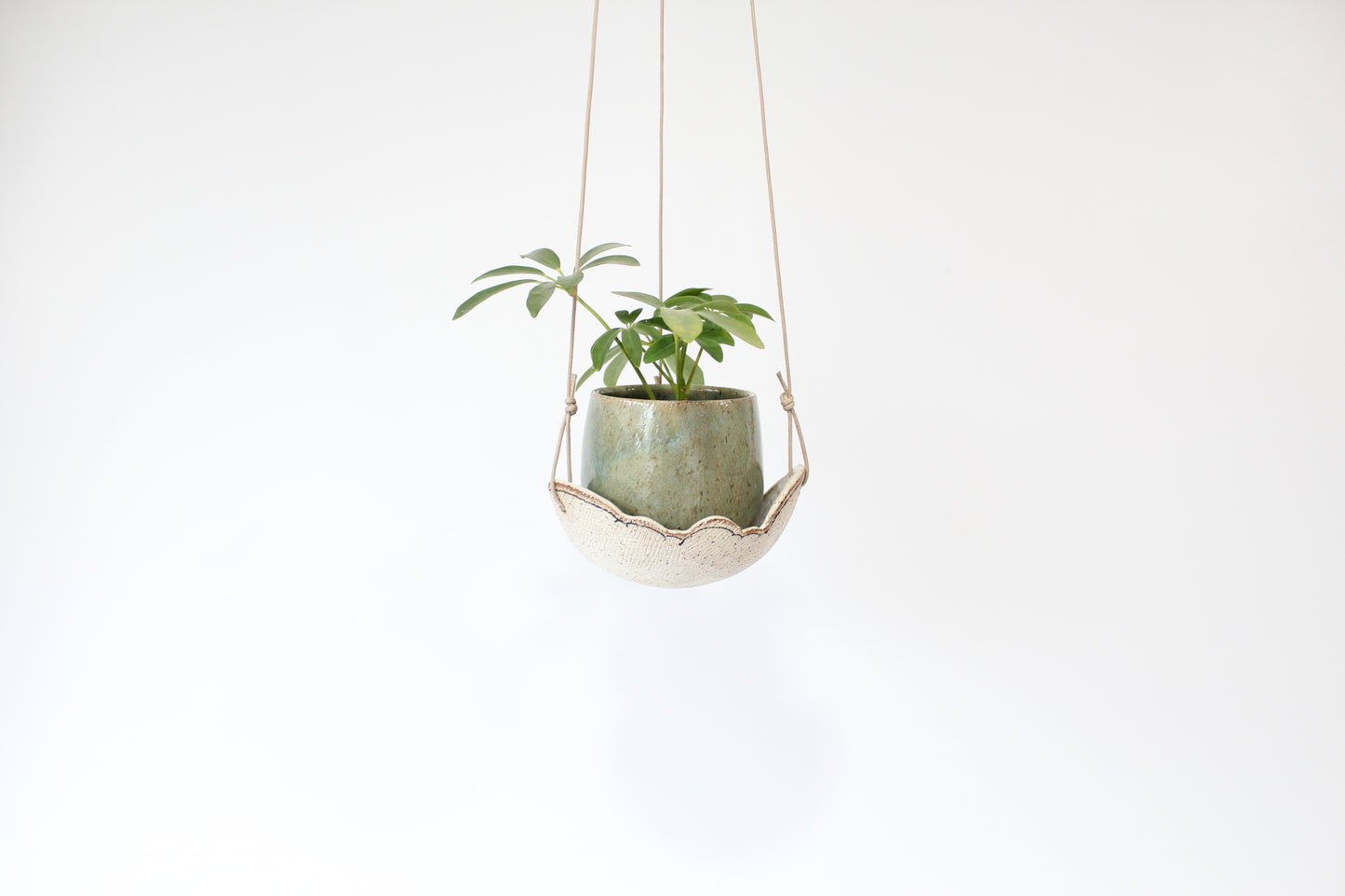 000. Turquoise or Yellow Textured Cloud Hanging Planter with Tray approx. 4''h x 4''w - SMALL Size Pot