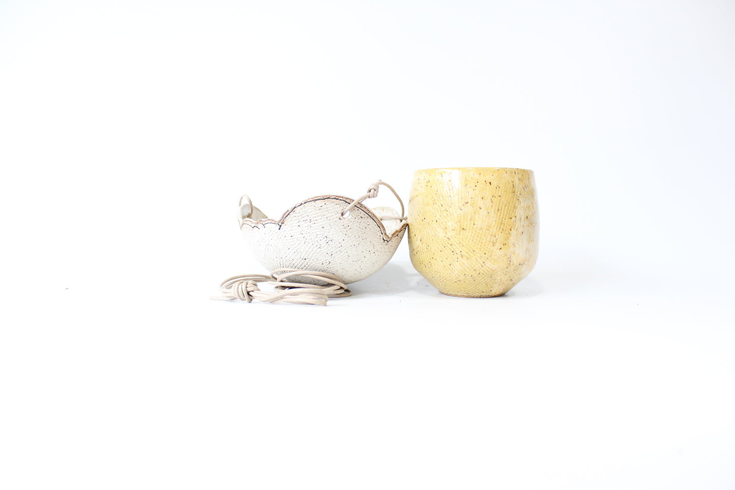 000. Turquoise or Yellow Textured Cloud Hanging Planter with Tray approx. 4''h x 4''w - SMALL Size Pot