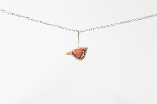 117. Red Underglaze Bird Necklace - 1" x 1"